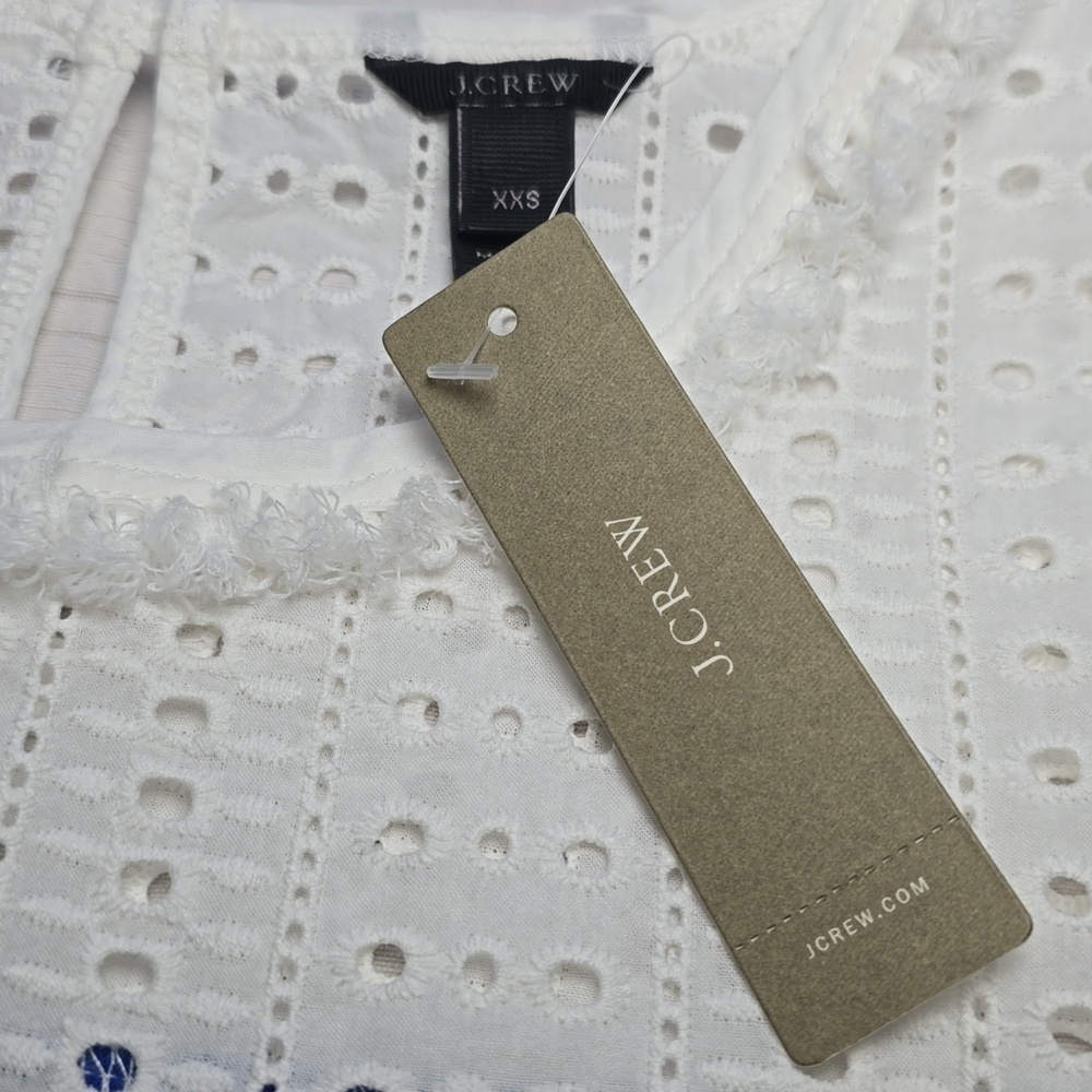 J. Crew Coastal Chic Stripe & Eyelet Tee - Nautical Summer Preppy Aesthetic XXS - Picture 3 of 12